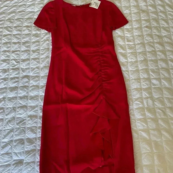 Moschino red ruched shift dress - Picture 2 of 14